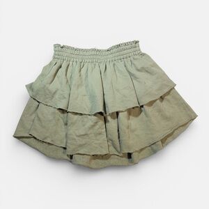 NWT Aerie Tiered Ruffle Mini Skirt in olive green color size XS